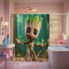 1 шт. Занавеска для душа Marvel Groot с крючками - Яркий дизайн, Декор для ванной комнаты на все сезоны, Машинная стирка, Без подкладки, Мультяшный Cha