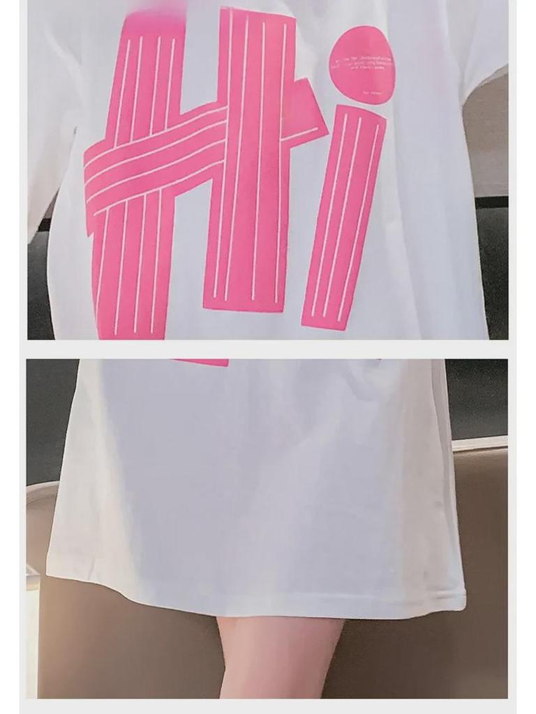 Летнее стильное платье-футболка средней длины с короткими рукавами для девочек 2023 года для детей старшего возраста