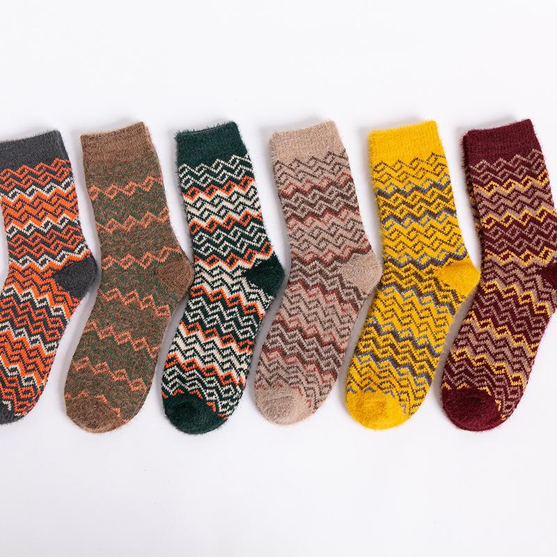 3 Pairs of Women's New Wavy Faux Ferret Thickened Warm Tube Socks