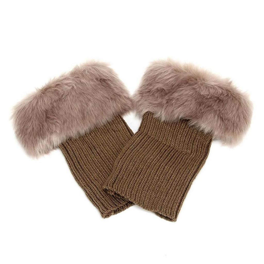 1 пара вязаных манжет для ботинок, уличные зимние гетры, чехол, женские, вязаные крючком, отделка мехом, носки-топперы для ботинок