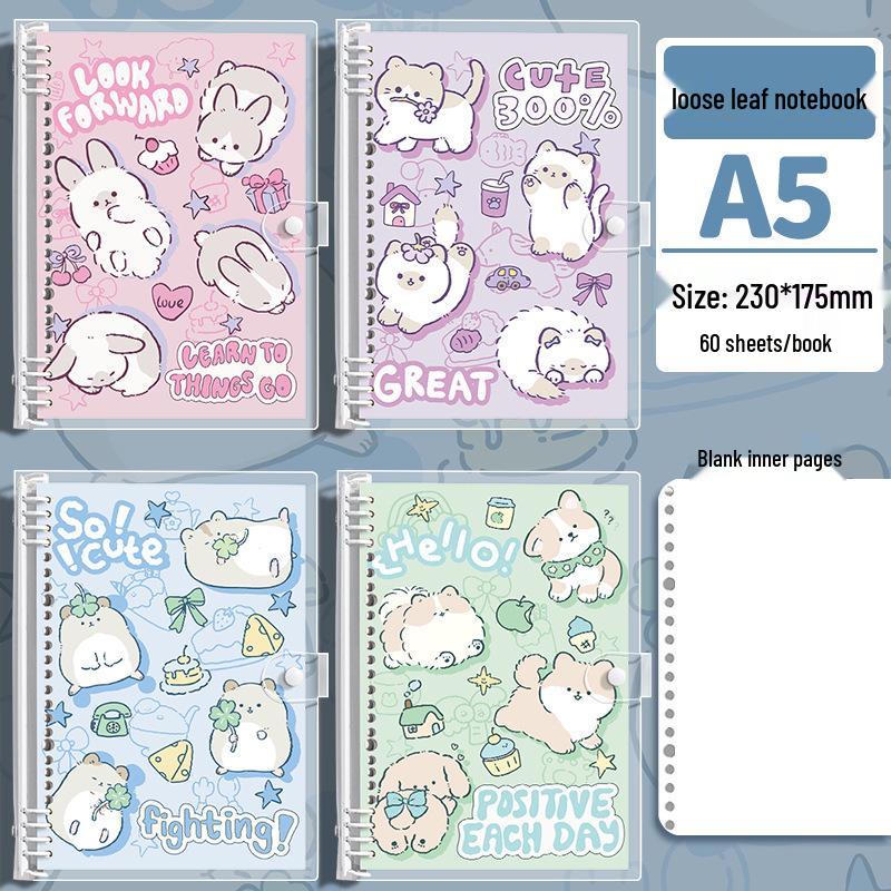 Мягкий милый блокнот на кольцах из ПВХ-кожи, формат 16К, высокая прочность для студентов