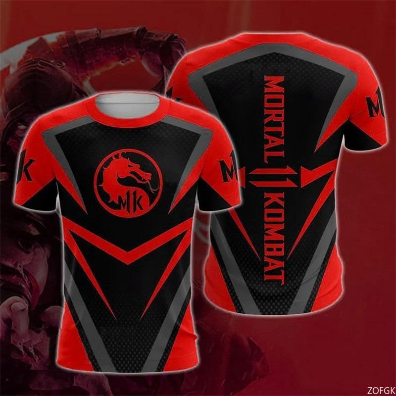 Классическая игра Mortal Kombat Элементный узор 3D Цифровая печать Футболка Топ Косплей Аниме Гоночный костюм
