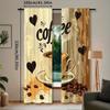 Coffee-Themed Printed Rod Pocket Curtains: Decorative Living Room, Bedroom, or Office Décor