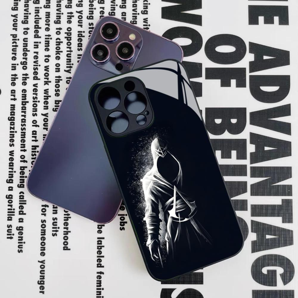 Чехол для телефона игры A-Assassins C-Creeds для Iphone 17 16 15 14 12 11 13 Pro Max Mini X Air Puls Черное Стеклянное Покрытие