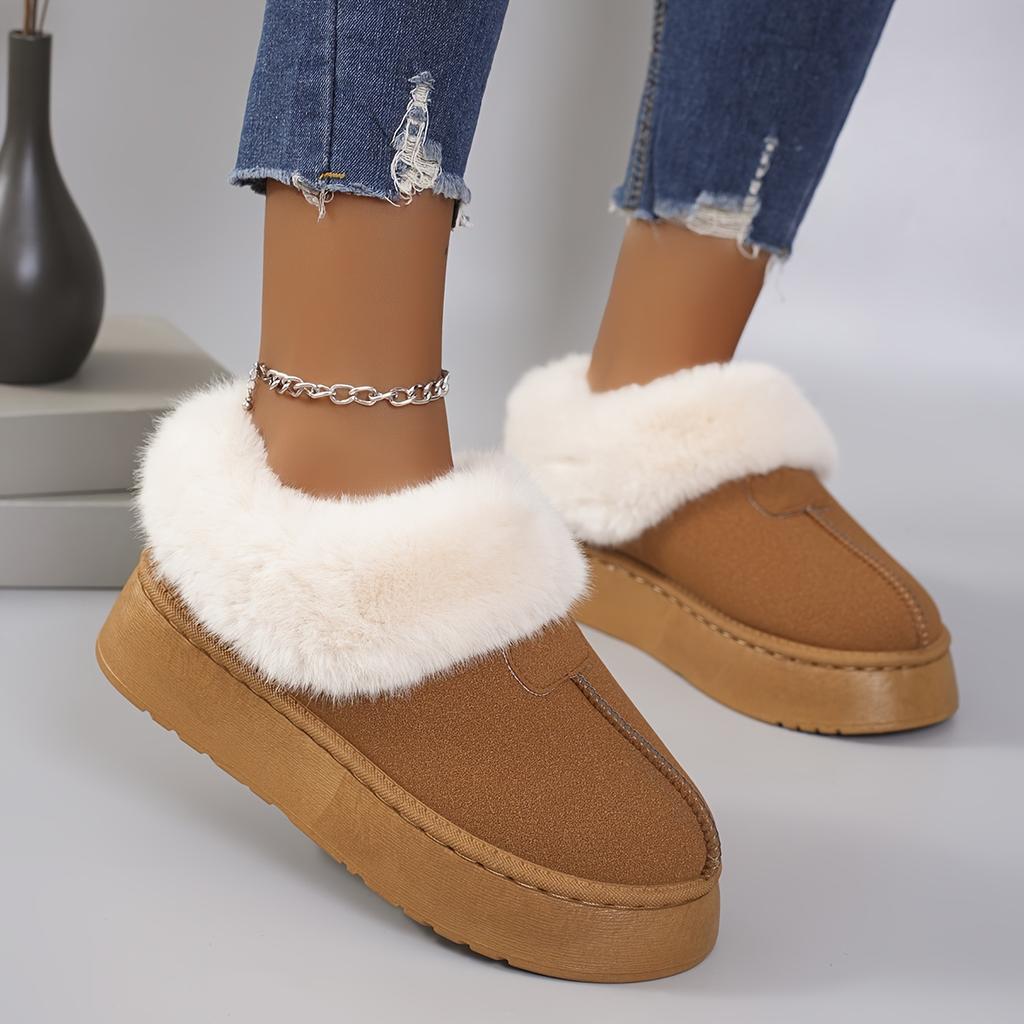 Женские пушистые плюшевые ботильоны с подкладкой, пушистые зимние сапоги, зимняя теплая нижняя юбка, удобные уличные низкие сапоги