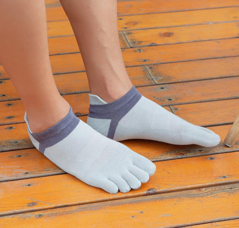 Невидимые спортивные носки с носком из хлопковой сетки, дышащие, однотонные, простые, впитывающие пот, для фитнеса, велосипеда, бега, походов, путешествий, 5-пальцевые носки до щиколотки