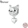 BAMOER Dainty из стерлингового серебра 925 пробы с бульдогом и подвеской в форме сердца, подвеска в виде щенка для женщин, подходит для оригинального браслета