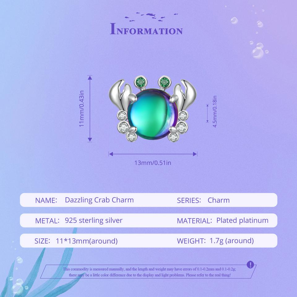 BAMOER Стерлингового Серебра 925 Пробы Мечтательная Серия Oecan Ослепительные Крабовые Бусины Морской Конек Подвески для Женщин Браслет и Ожерелье