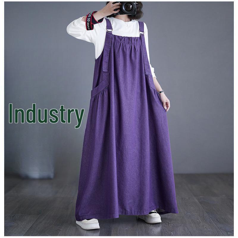 2024 Plus Size Women's Spring/Summer Denim Suspender Swing Dress