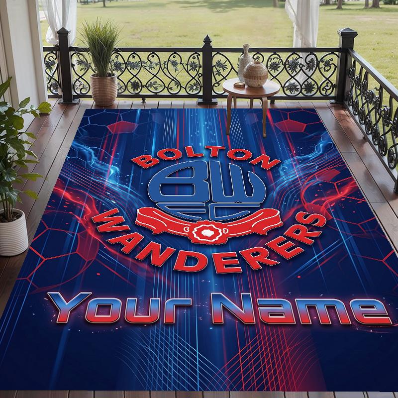 Custom Text Printed Rug Bolton Wanderers FC Non Slip Floor Carpet For Home Room Decor