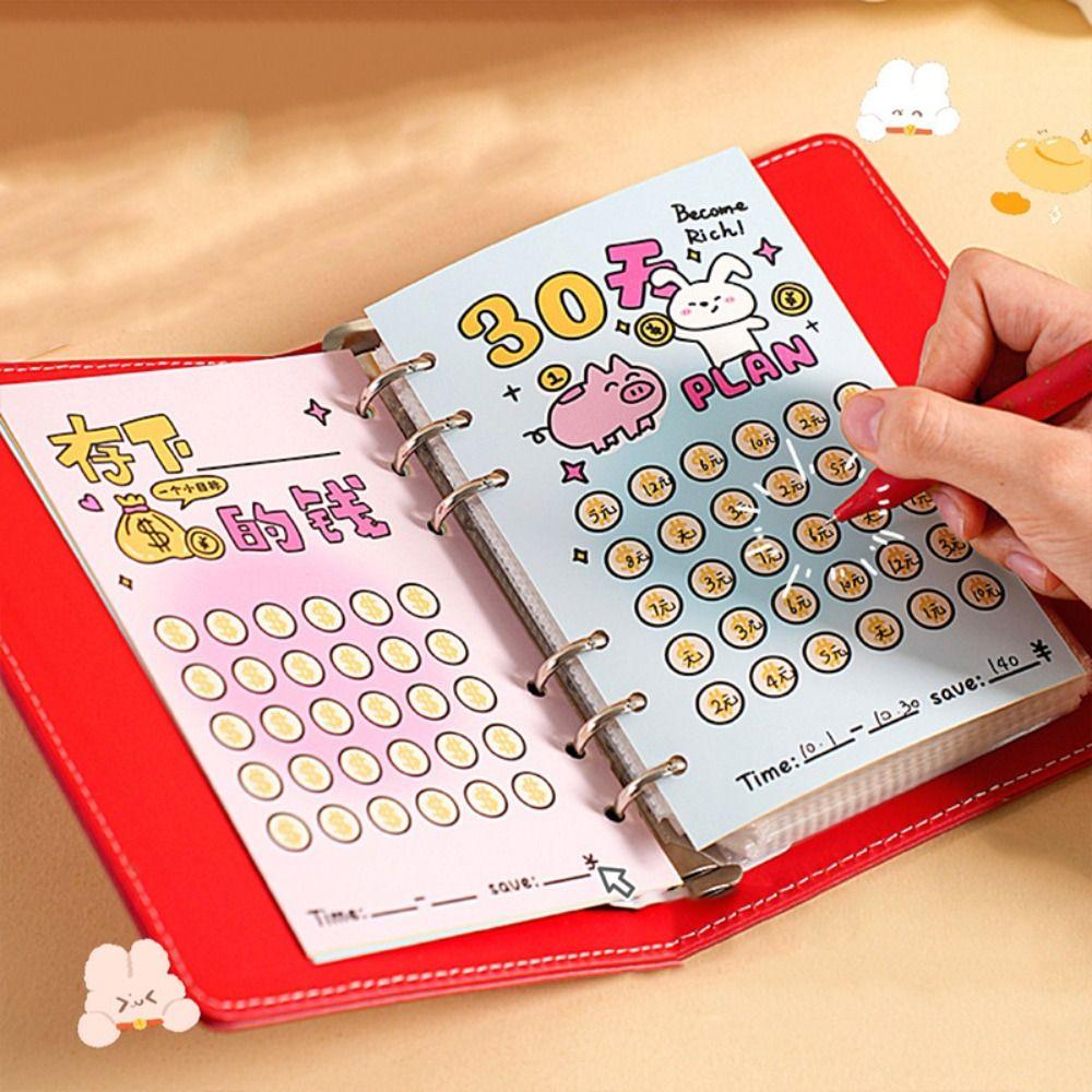 PU Leather Saving Money Binder Handbook Planner Organizer Easy To Use Account Book Family