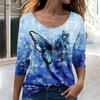 Spring and Autumn Round Neck 3D Butterfly Graphic Printed Top Fashionable Casual Long Sleeved Women's T-shirts