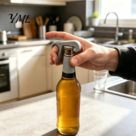 Ergonomic One Hand Bottle Opener 3D Printed Opener, Compact Portable Beer One-Handed Soda Cap Remover, Jar Lid Remover for Kitchen Bar Camping