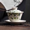 Расписанная вручную камелия гайвань керамический фарфоровый чайник-чаша вращающаяся крышка блюдце ретро чайные чашки чайная церемония чайная посуда посуда для напитков