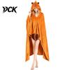 Long Sleeve Plush Blanket Animal Wearable Hoodie for Women, Oversized Flannel Sweatshirt Soft Loungewear Blanket, Button-Up Cosplay Cape Sleepwear