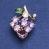 Blucome Cute Imitation Crystal Grape Brooch Female Trendy Fashion Pin Collar Pin Cardigan Fixed Clothes Accessories
