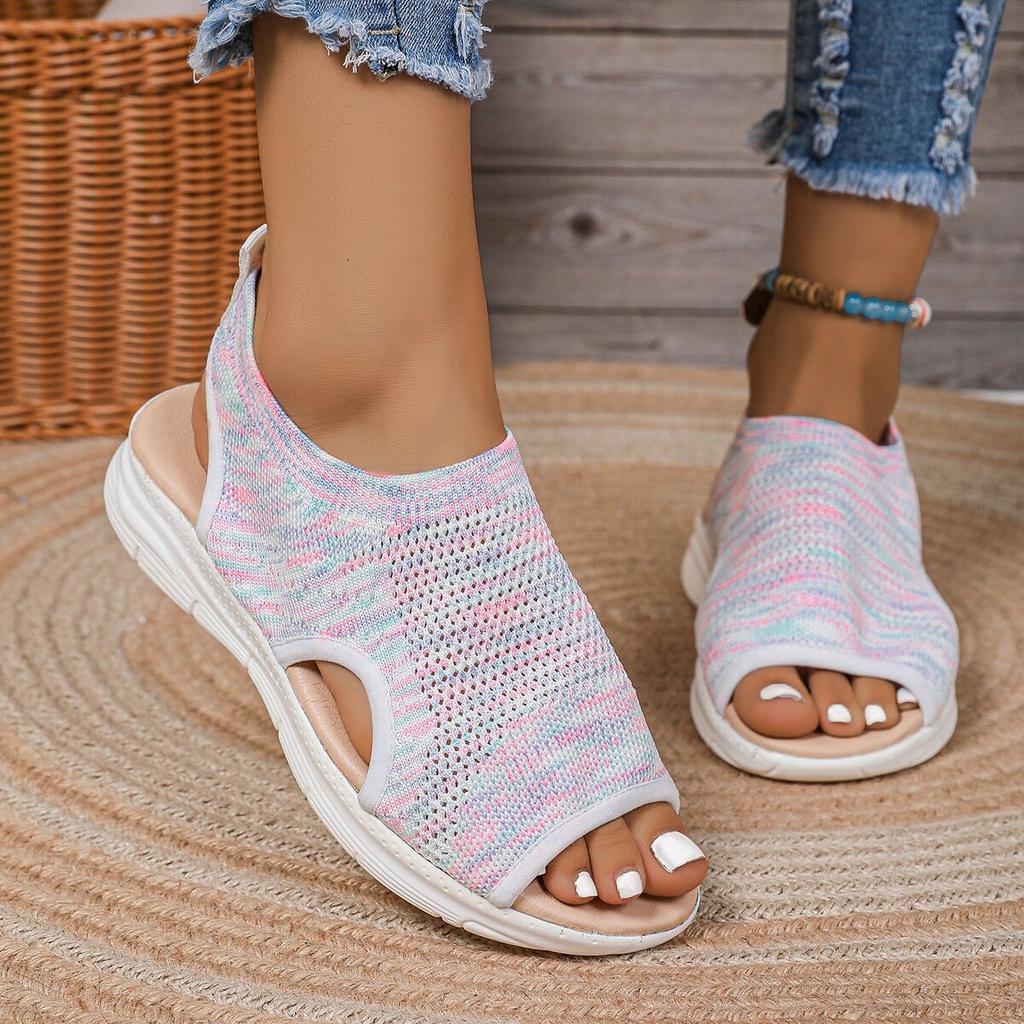 New Sandals for Women 2025 Summer New Large Size Fly-woven Thick-soled Foot Cover Fish Mouth Casual Breathable Sandals for Women