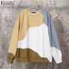 Женские винтажные толстовки с круглым вырезом и длинным рукавом в стиле колор-блок