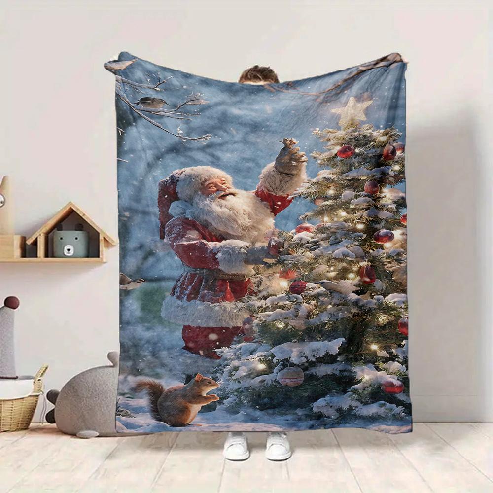 1Pc Christmas Plaid Snowflakes Blanket Soft And Comfortable Casual Warm Camping Travel Christmas Halloween Gift M91732