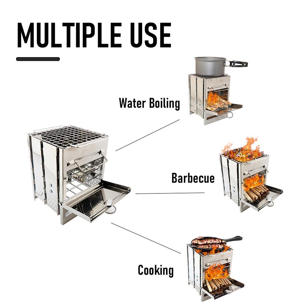 Дровяная печь из нержавеющей стали складной мини-гриль на углях легкий гриль для кемпинга сада пикника на открытом воздухе