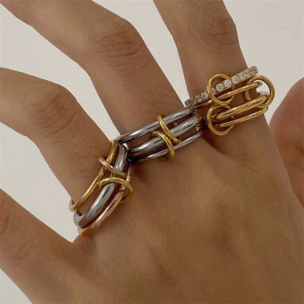 Yori Высококачественное Литьевое Кольцо из Нержавеющей Стали Покрытие PVD 18K Золотом Отличительный Шикарный Шарм Украшения Бижутерия Новое Водонепроницаемое