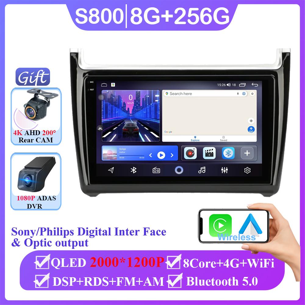Android 14 For VW Volkswagen Polo 2008 - 2020 Auto Radio Stereo GPS Navigation Multimedia Head Unit 4G Carplay NO 2Din DVD QLED