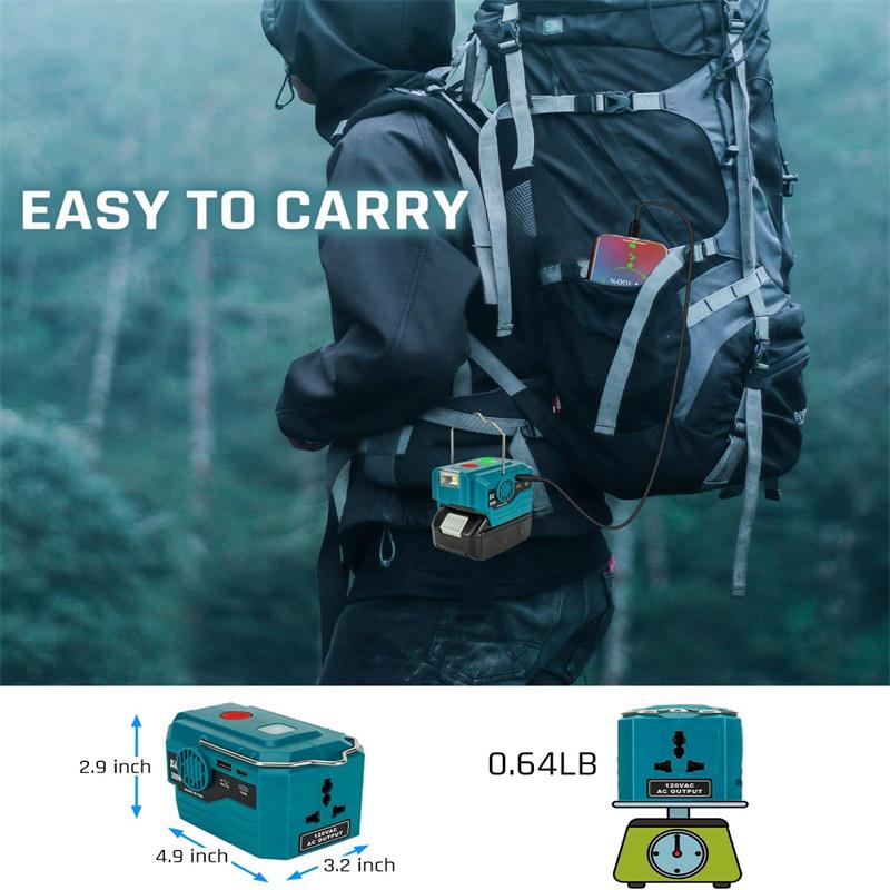 Инвертор питания для аккумулятора Makita 18V, DC 18V в AC 120V/220V, портативная электростанция с USB, Type-C, светодиодный фонарь 280 лм для кемпинга