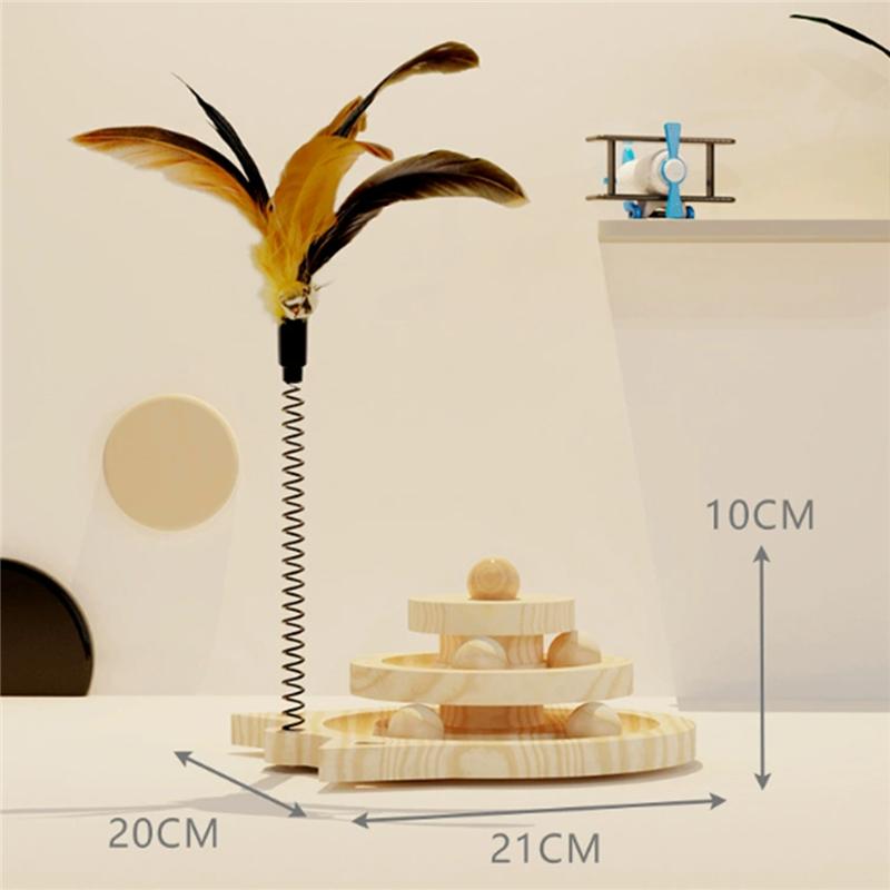 Кошачья башня для тренировок с шариками, треки, диск, кошачье развлечение на интеллект, двухуровневая вращающаяся платформа