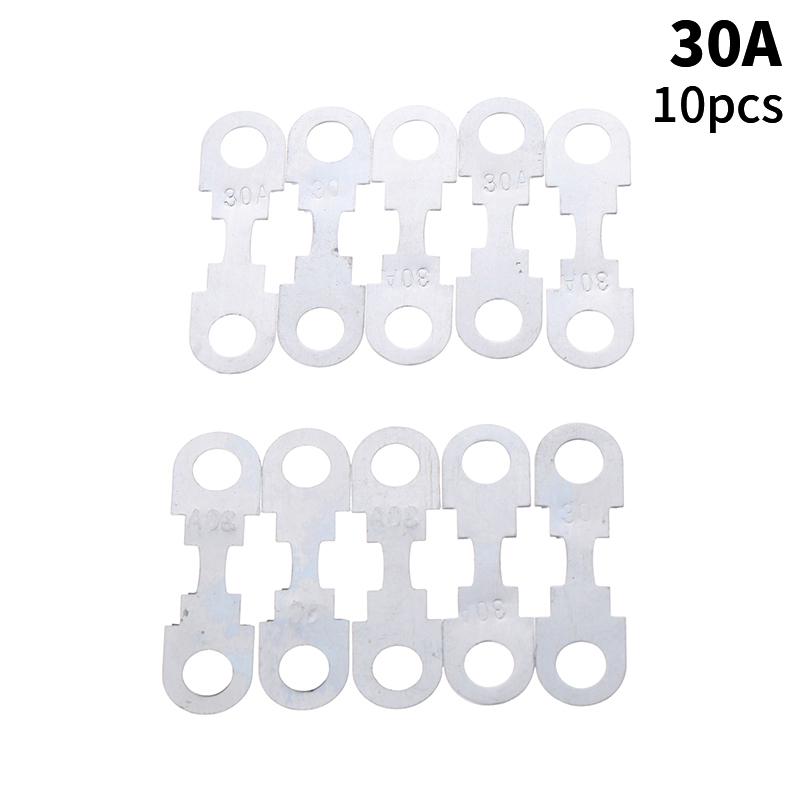 10 шт. 30A-150A 32VDC автомобильный плоский цинковый лист небольшой предохранитель лист для автомобильного предохранителя с круглым отверстием вставки предохранителя автозапчасти