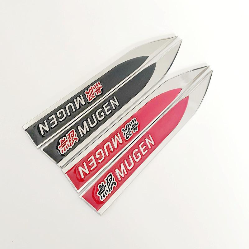 FIQ1 1Pairs 3D Metal Mugen Side Fender Emblem Badge Sticker Car Body Styling Accessories For Honda Civic Odyssey Accord CR-V FIT City