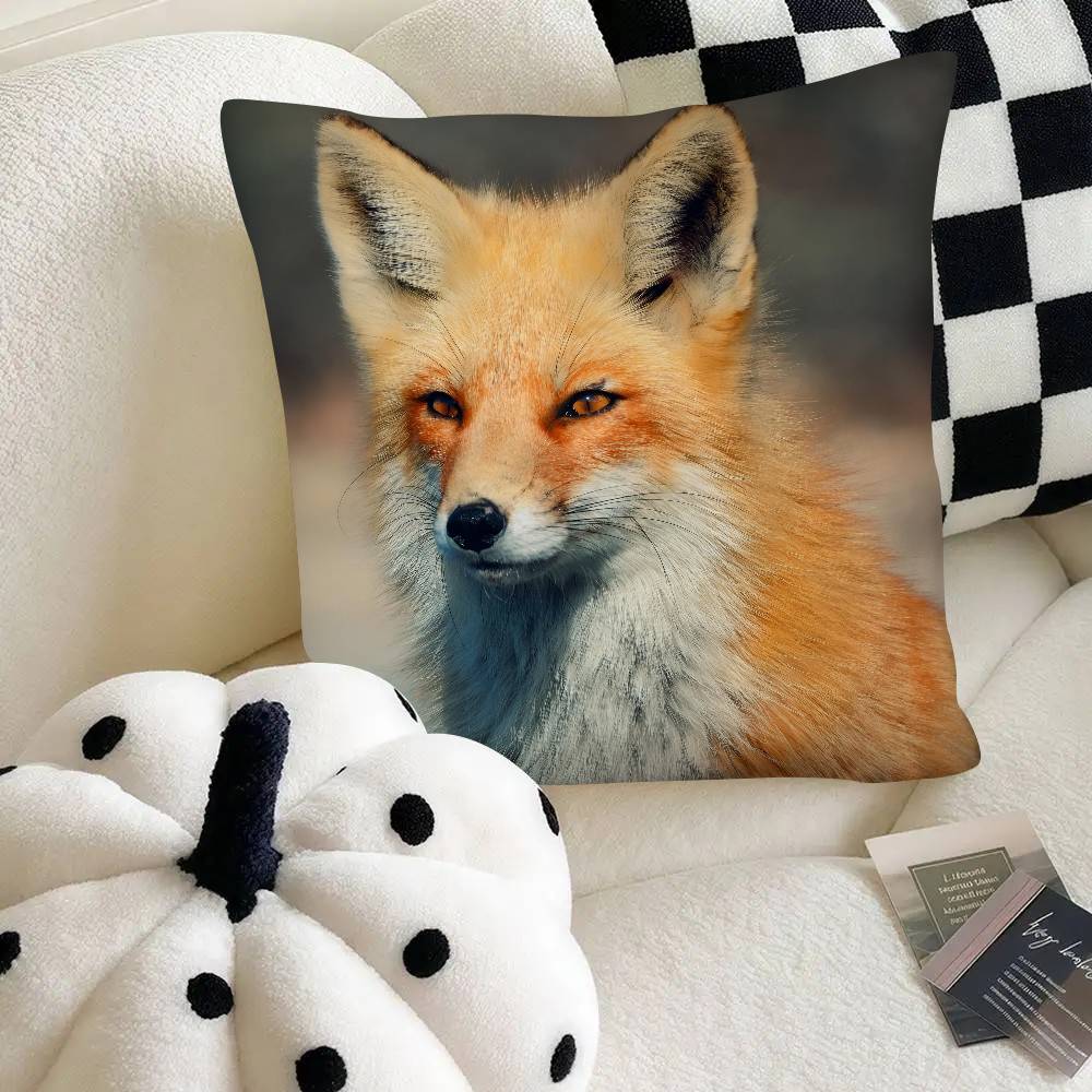 Cute Wild Fox Pillow Case Fashion Square Pillowcase Bedroom Sofa Room Ins Decoration Leisure