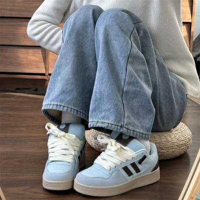 Нишевые оригинальные платформенные туфли-хлебцы лазурного цвета, новые весенние универсальные студенческие легкие повседневные скейтбордические туфли для женщин