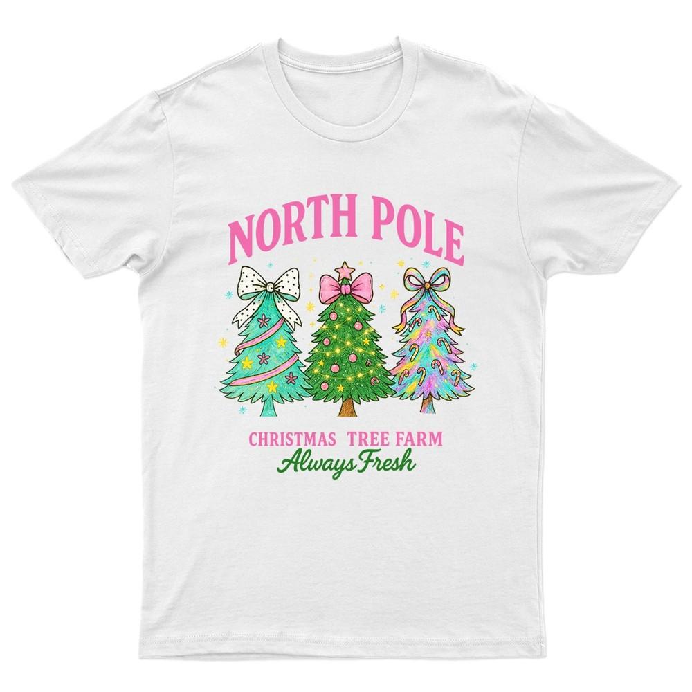 North Pole Christmas Tree TShirt Unisex Gift Retro Seasonal Funny Xmas Santa