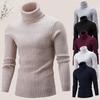 Men's High Collar Sweater Autumn and Winter Fashion Men's Long Sleeve Warm Knitted Turtleneck Sweater Keep Warm Pullovers