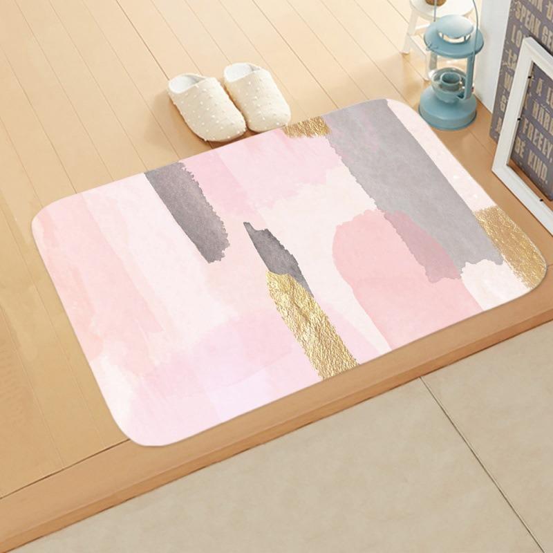 Geometric Triangle Marble Door Mat Non-Slip Soft Floor Rug Modern Minimalist Home Decor Carpet for Entryway Kitchen