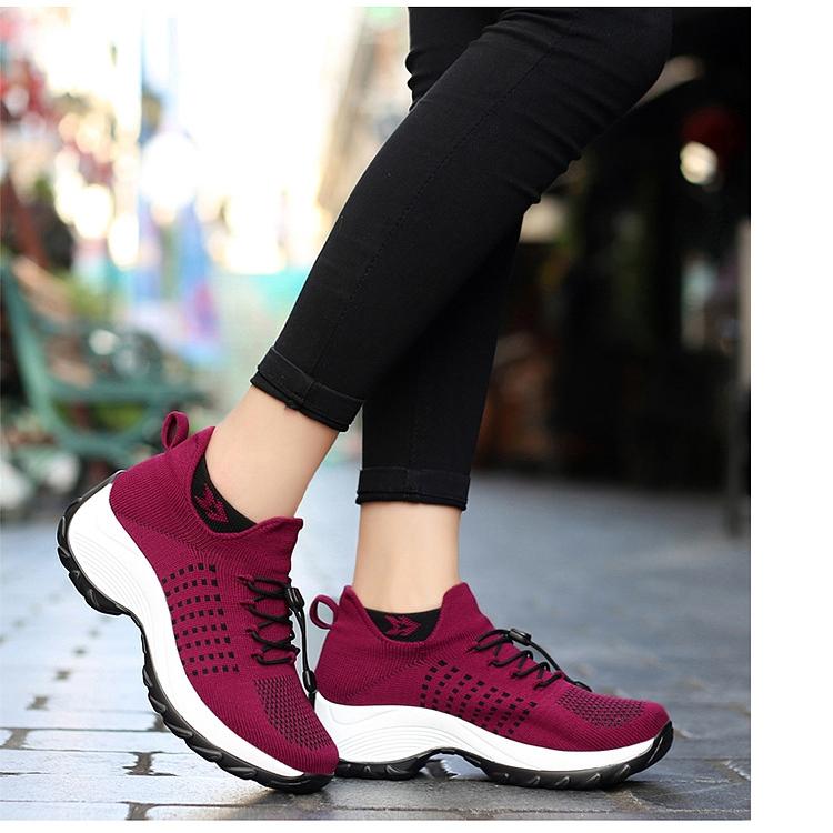 Женские удобные туфли-лодочки Flyknit, повседневная обувь на шнуровке, большой размер, нескользящая спортивная обувь 35-45