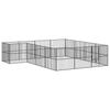 16 Piece Dog Run Enclosure Black Galvanized Steel