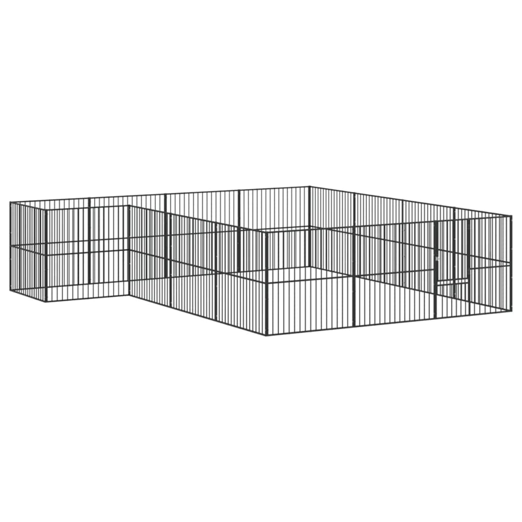 16 Piece Dog Run Enclosure Black Galvanized Steel