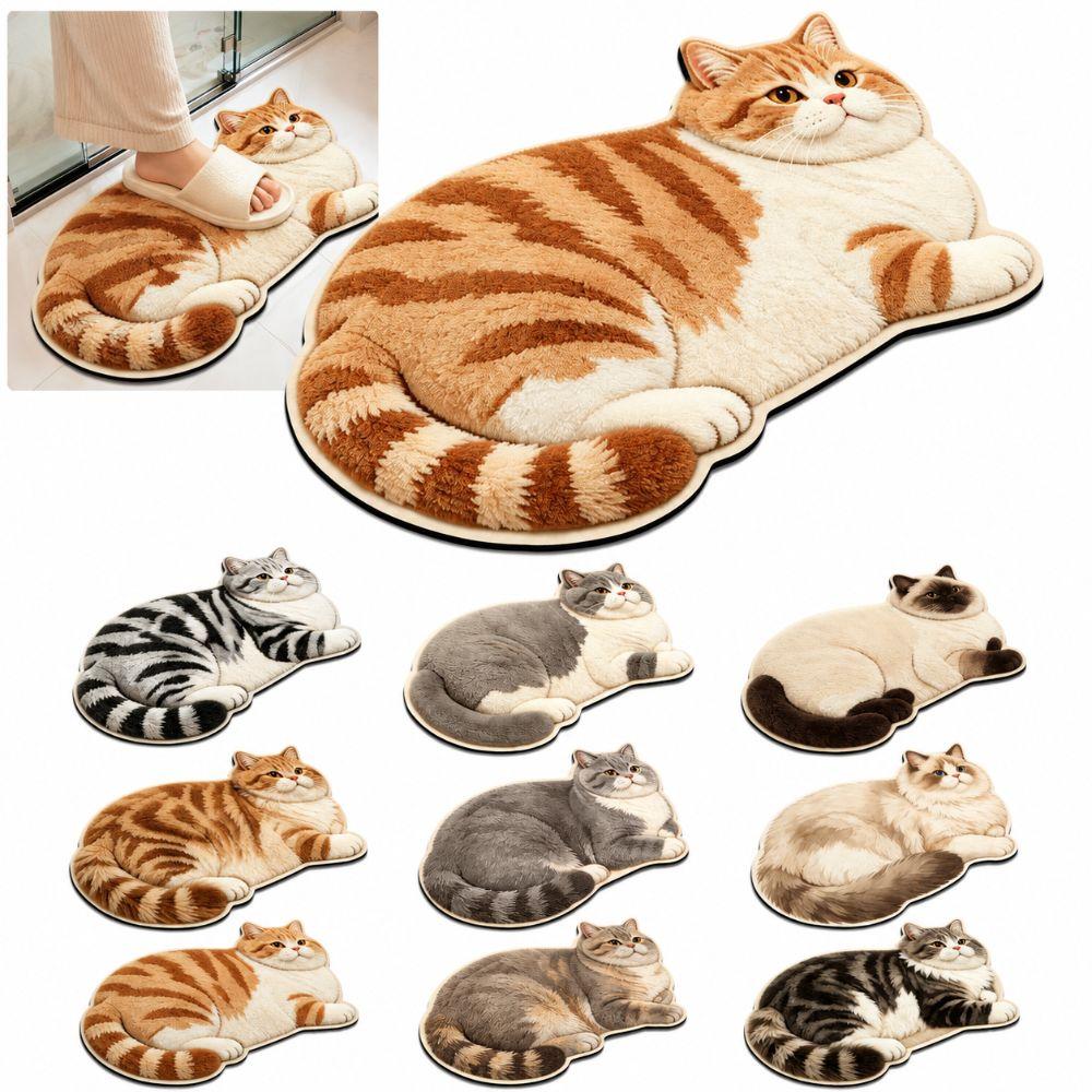 Non-slip Cute Cat Floor Mat 40*60cm Bedroom Door Small Rug Durable Floor Mat for Table Bedside