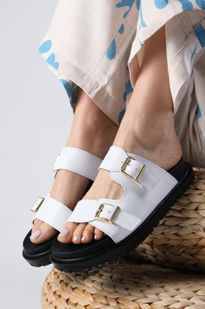 Женские летние повседневные тапочки Reese белого цвета на плоской подошве