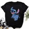 Disney Lilo Stitch Cute Cartoon Print Women T-Shirt Summer Streetwear Short Sleeve T Shirt Fashion Casual Female Clothes Tops