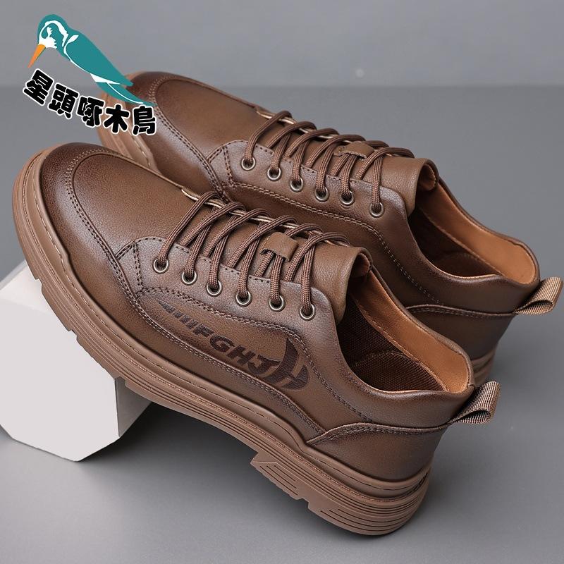 Men's Shoes Board Shoes Breathable 2025 Winter New Casual Leather Shoes Men's Soft-soled White Shoes