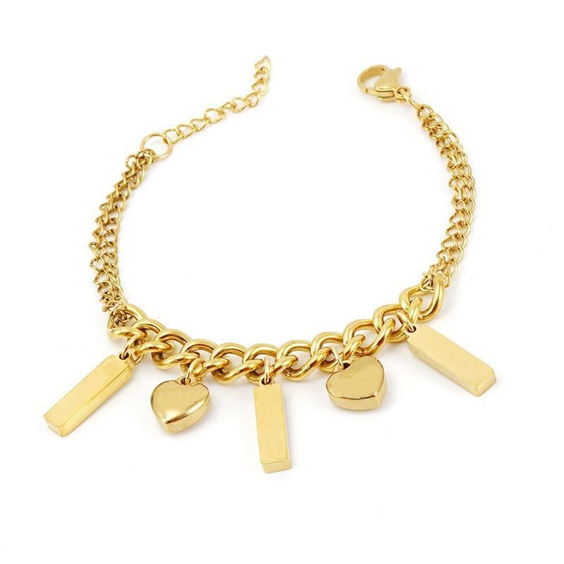 Модный браслет из нержавеющей стали, сочетание титановой стали и 18-каратного золота, геометрический дизайн Love Niche для женщин