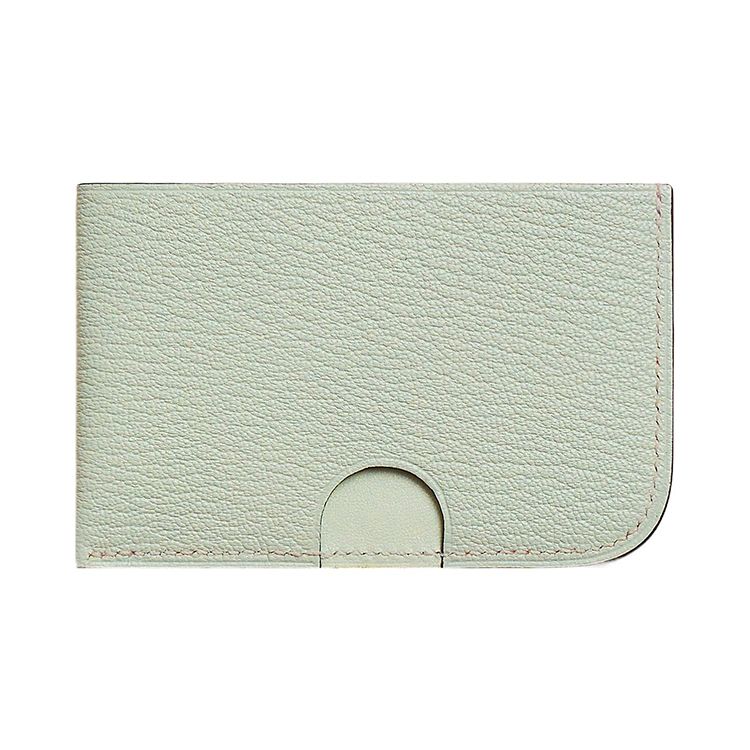 Hermes Poisson Color Block Mysore Goat Leather Card Holder Women Accessories Hissing-Green H084483CKAA