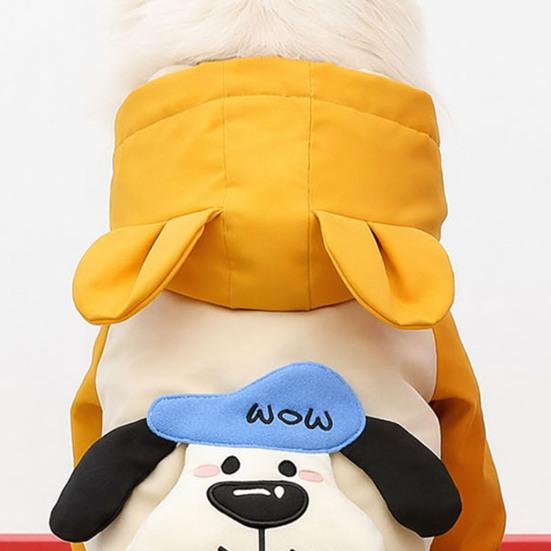 jijijing Hooded Dog Jumpsuit, Waterproof Windproof Pet Four-Leg Jacket with Ears, Cute Puppy Padded Warm Hoodie for Small Dogs