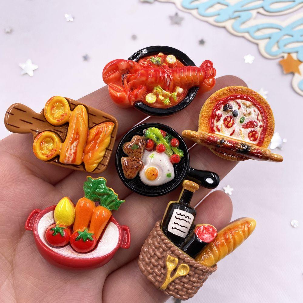 6/12 шт смоляные разноцветные различные хлебные круассаны пончики лобстеры яйца сковорода модель альбом плоская задняя часть 3D фигурка еды DIY товары для творчества