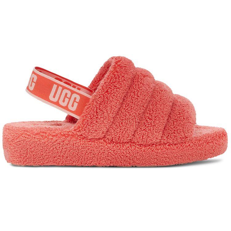 UGG Легкие удобные пушистые сандалии-слайды из ткани Fluff Yeah, женские сандалии персиково-розового цвета 1127116-PBLSS