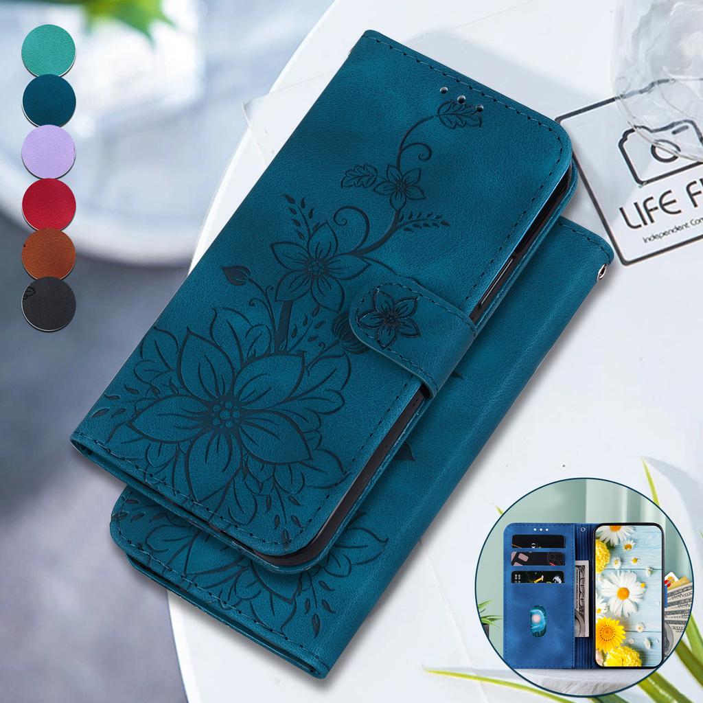 Чехол-книжка из кожи с тиснением Lily Fower для ZTE Blade A7S/Blade A52/Blade A72, подставка-кошелек с отделениями для карточек, чехол для телефона ZTE Blade V40 Vita