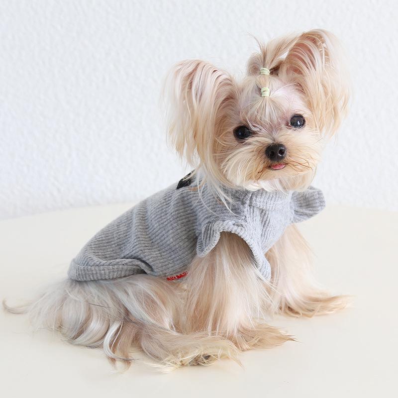 Petstyle 2024 Осень/Зима Рубашка с высоким воротником в рубчик с лацканами и рукавами-крылышками с кошачьим принтом