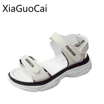 Модные черно-белые модные женские босоножки на платформе открытые летние пляжные женские сандалии на плоской подошве сандалии с крючками-петлями для отдыха на открытом воздухе